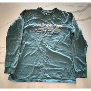 Nike Mens Long Sleeve Graphic T-Shirt Teal Green Silver Logo Regular Fit Large